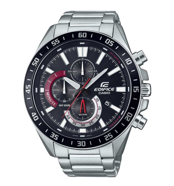 CASIO Edifice orologio chrono in acciaio fondo nero - Orologi Shopping