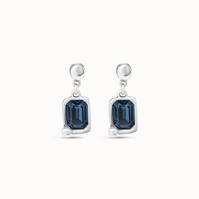 Orecchini Pendenti Ispirati Alla Luna Con Cristallo Swarovski Blu Scuro – Stile Bohememiano Argento