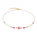 Collana Couer de Lion Square Stripes oro-magenta