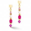 Orecchini Couer de Lion Square Stripes oro-magenta 4355/21-0416