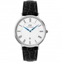 Orologio Daniel Wellington Classic Roman Numerals Date Black Croc Belly Silver
