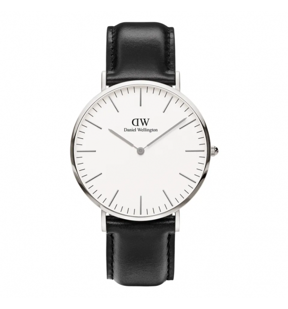 DANIEL WELLINGTON Classic orologio in acciaio e pelle fondo bianco - Sheffield