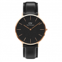 DANIEL WELLINGTON Classic orologio in acciaio e pelle fondo nero - Sheffield
