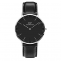 DANIEL WELLINGTON Classic orologio in acciaio e pelle fondo nero - Sheffield