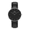 DANIEL WELLINGTON Classic orologio in acciaio e pelle fondo nero - Sheffield