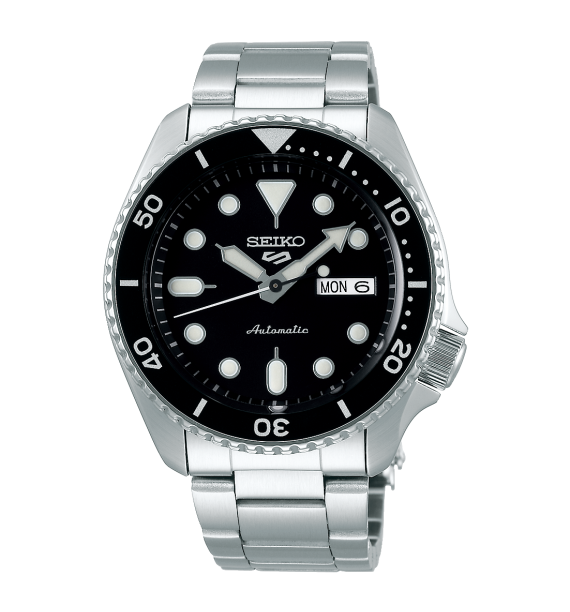 SEIKO - Orologio automatico in acciaio inox fondo nero - 5 Sports